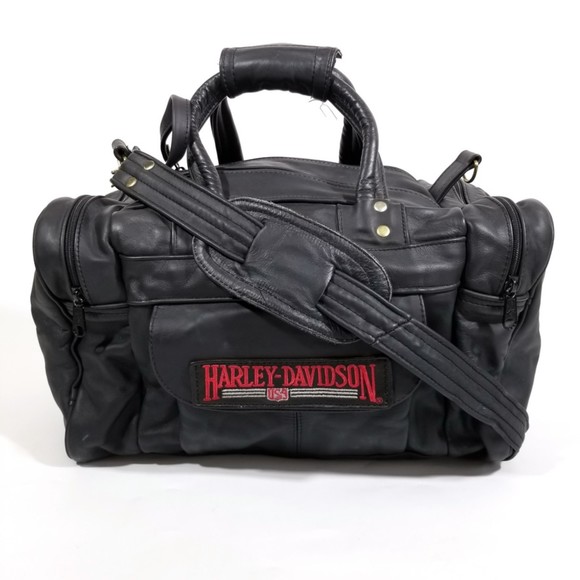HarleyDavidson Bags Vtg Harleydavidson Black Leather Duffle Bag